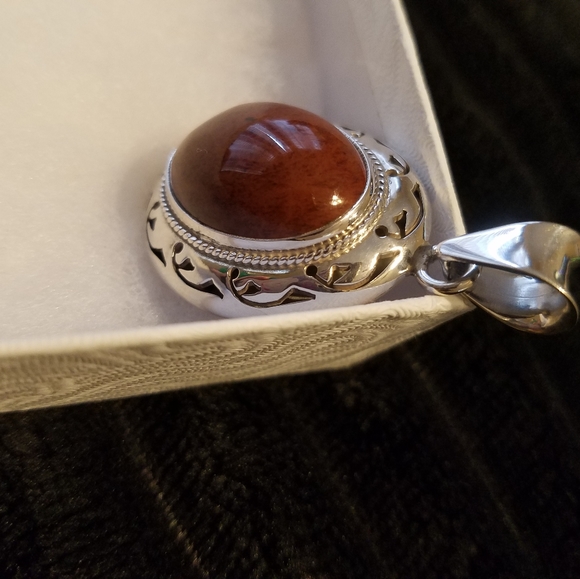 🏷Vtg Mahogany Obsidian Drop Pendant - Picture 3 of 6